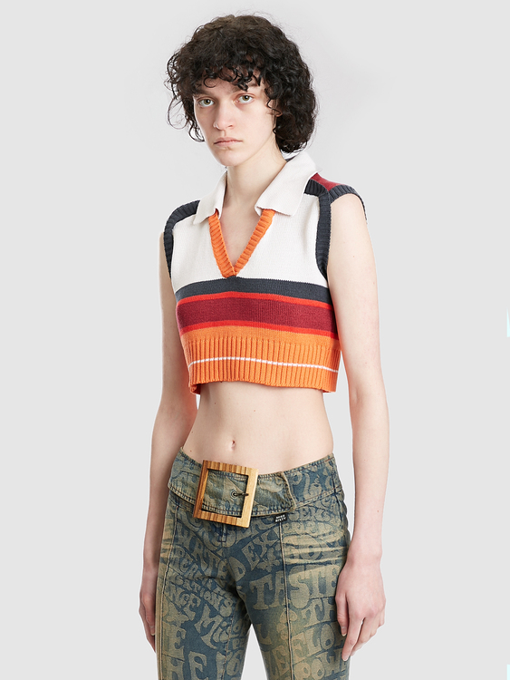 Knitted Cropped Tennis Vest 
