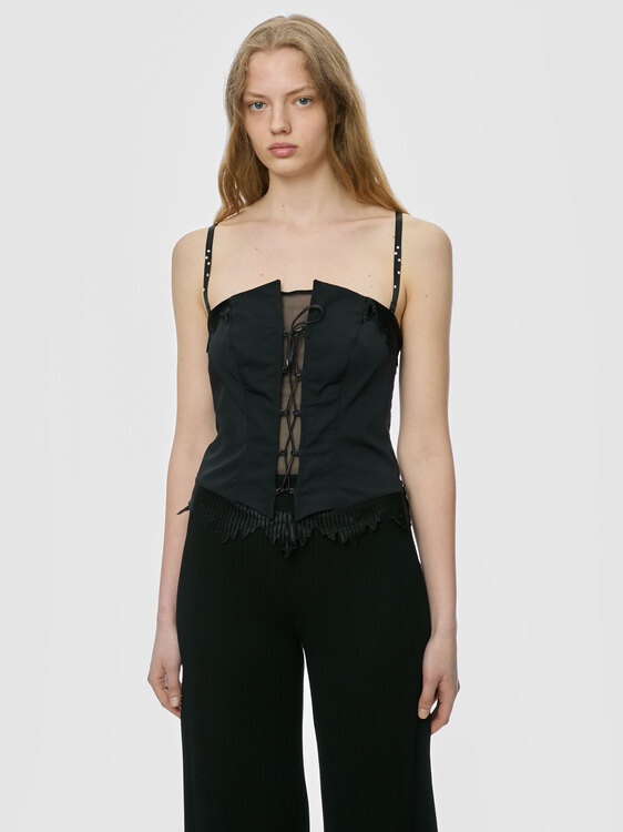 Satin Lace-Up Bustier 