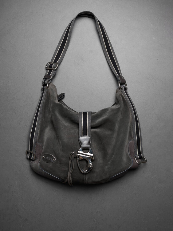 4US Grey Suede Hobo Bag 