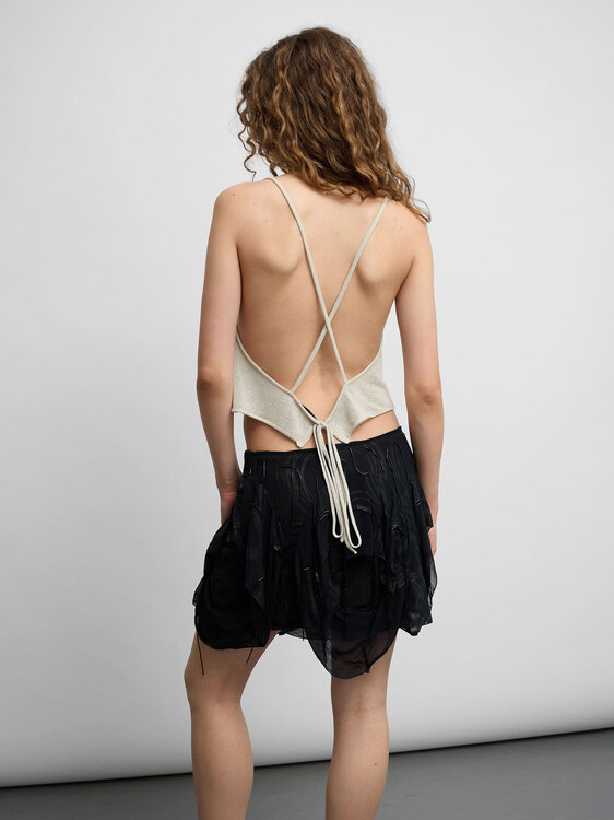 Extē Pleated Silk Mini Skirt 
