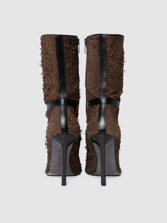 Brown Leather Stiletto Boots 
