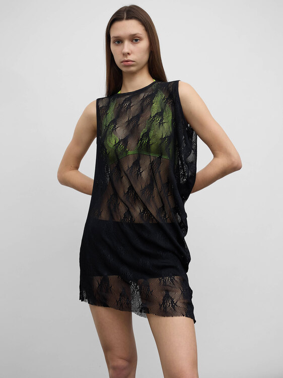 Marcel Marongiu Asymmetrical Lace Dress 