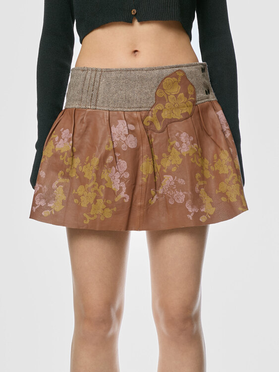 Michiko Koshino Leather Mini Skirt 