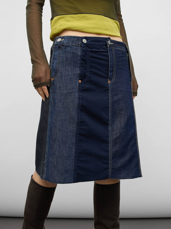 Michiko Koshino Deconstructed Denim Skirt 