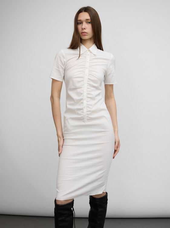 Jean Colonna White Cotton Shirt Dress 