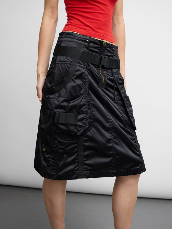 Gaultier Black Nylon Utility Skirt 