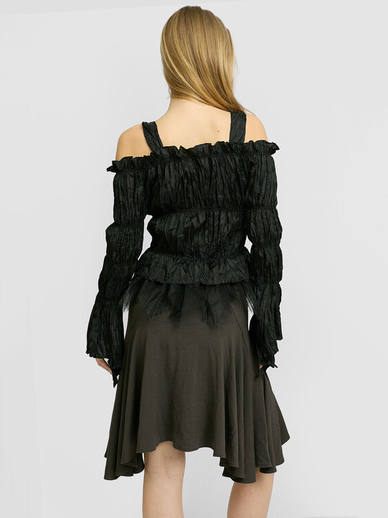 Crinkle Effect Off-Shoulder Top 
