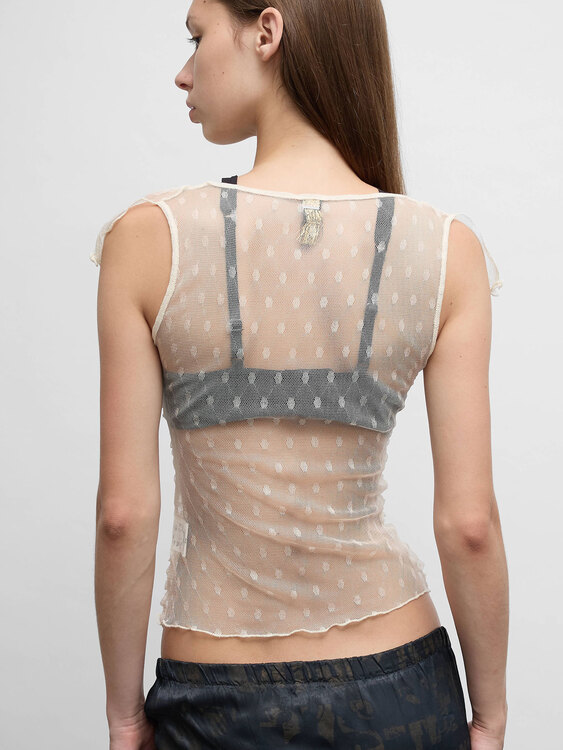 Silk Mesh Gathered Cardigan 