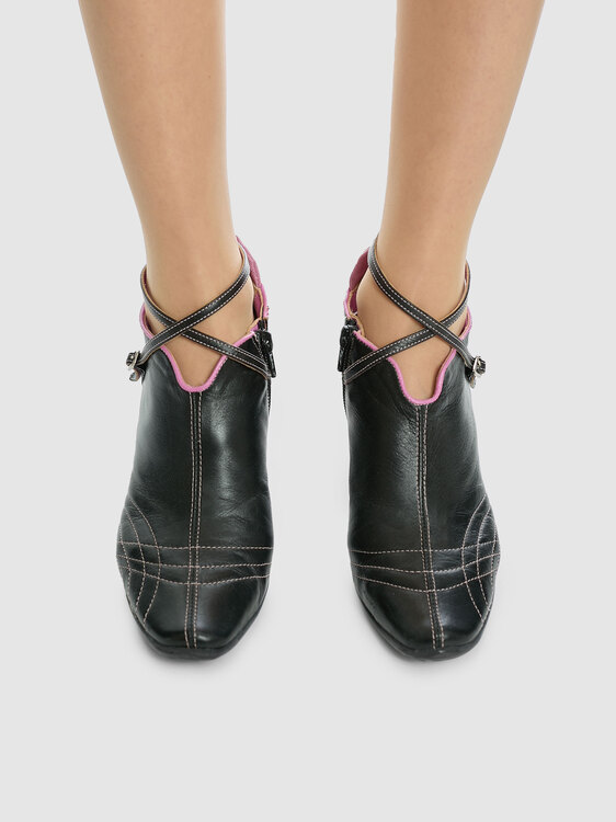 Black Leather Sneaker Heels 