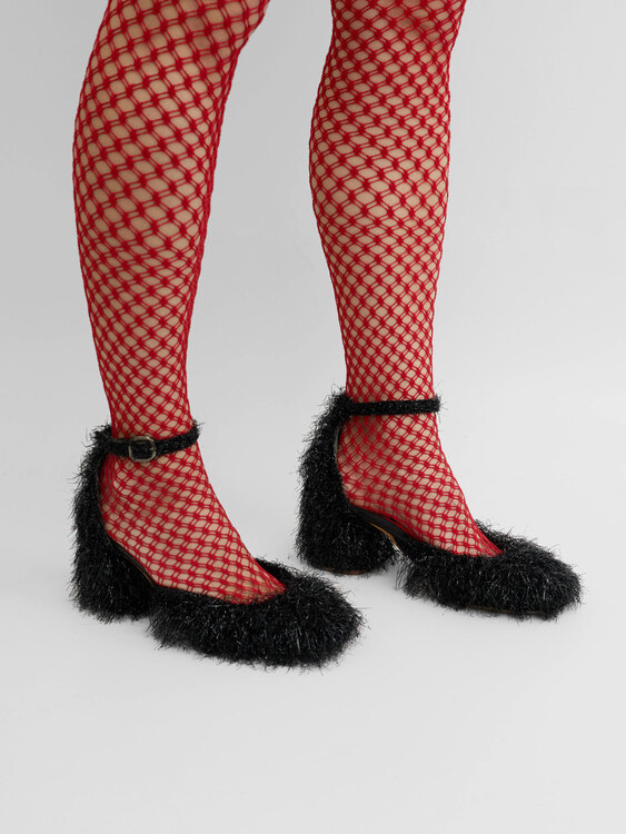 Collection Privée? Fuzzy Marry Jane Heels 