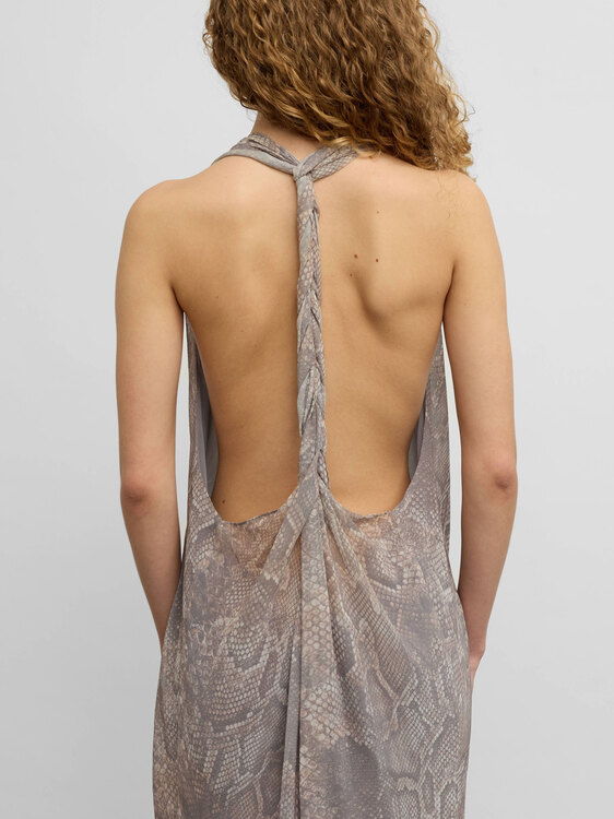 Acne Backless Snakeskin Print Dress 