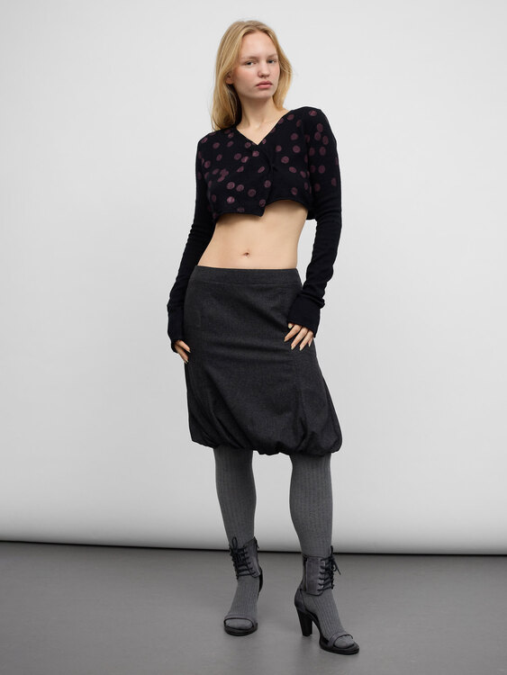 Knitted Polka Dot Cropped Cardigan 