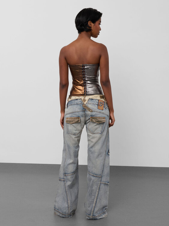 Metallic Rubber Coated Lace Bustier 