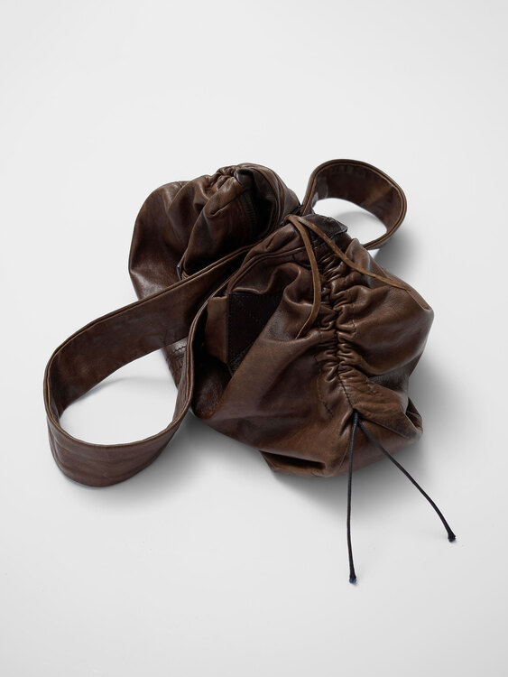 Gathered Leather Handbag 