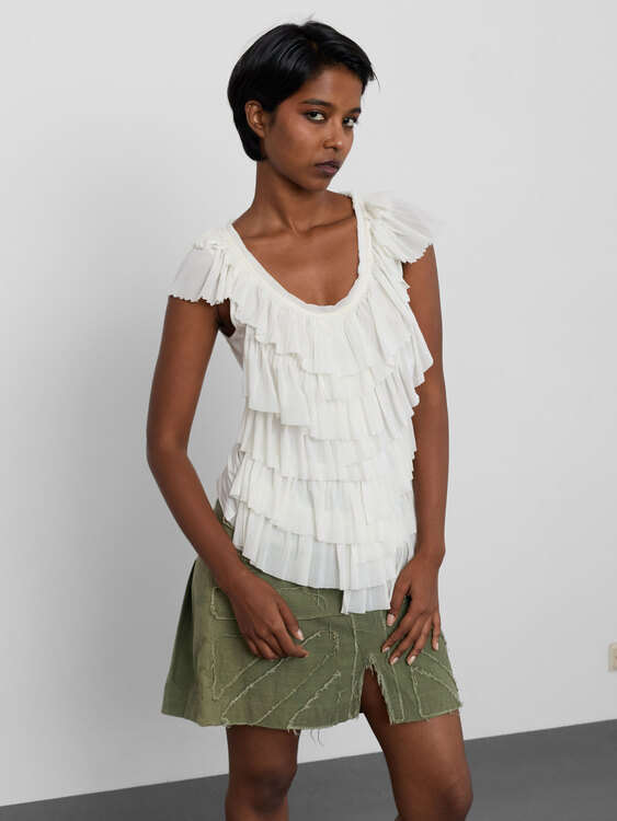 White Ruffled Top 