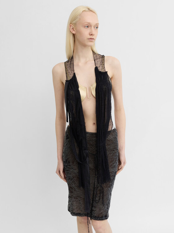 Black Mesh Layered Vest 