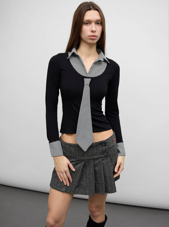 Integrated Shirt And Tie Blouse 