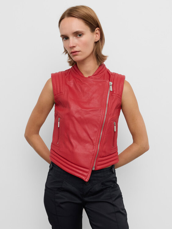 Bikkembergs Red Leather Vest 