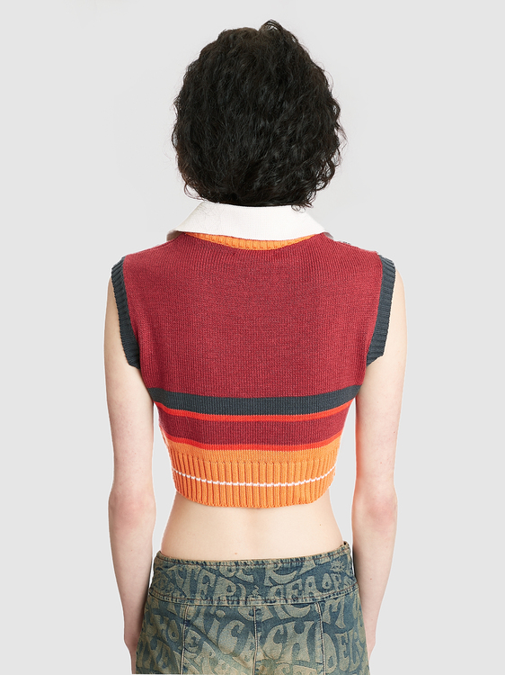 Knitted Cropped Tennis Vest 