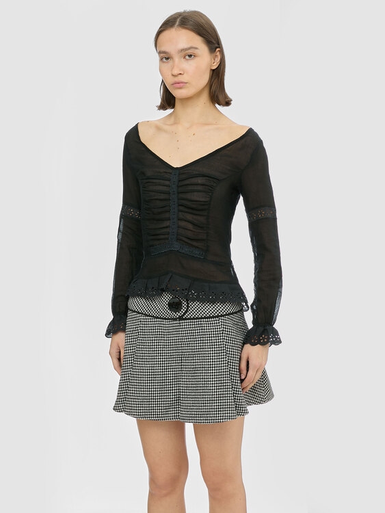 Black Lightweight Cotton Blouse 