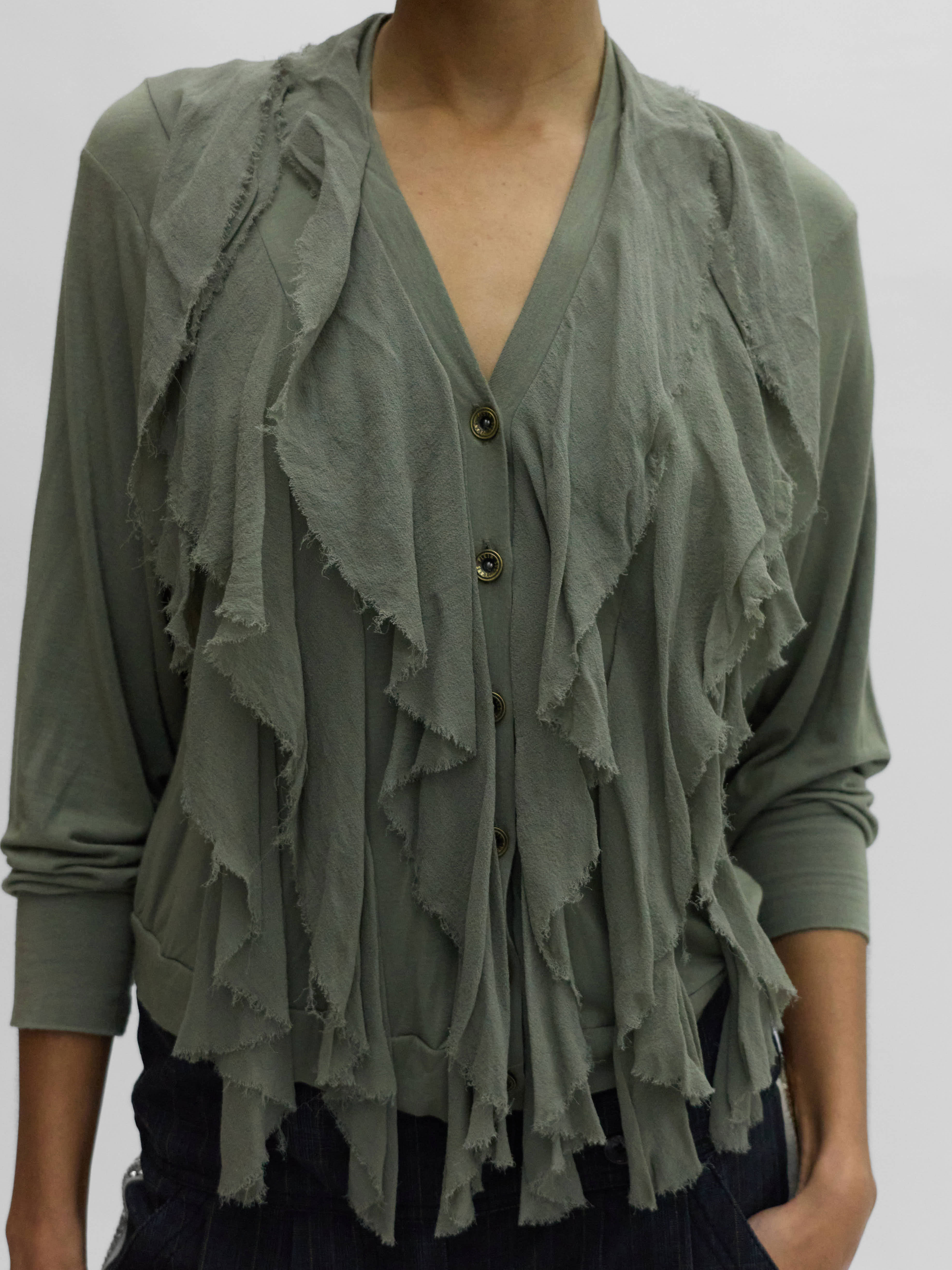 Plein Sud Silk Ruffles Cardigan 