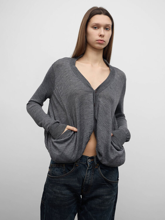 Fine Knit Button-Up Cardigan 