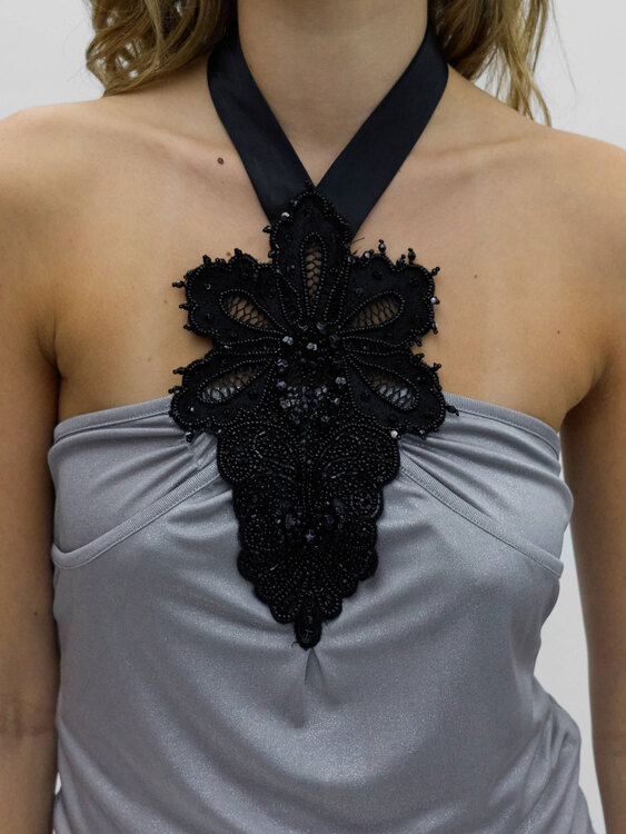 Extē Silver Halter-Neck Top 