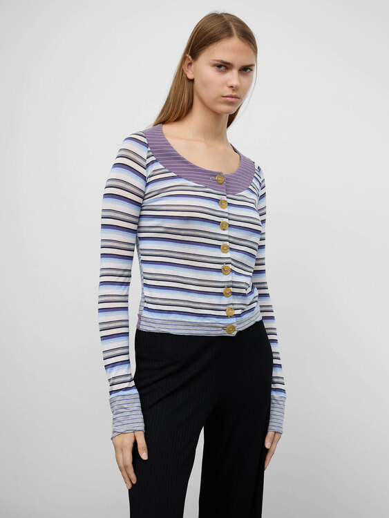 Striped Patchwork Cardigan 