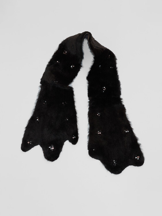 Fur Rhinestone Embellished Stole 