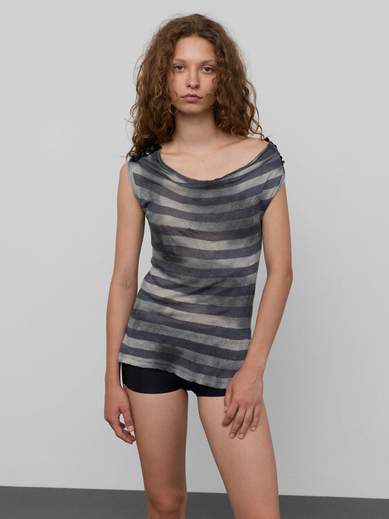 Striped Knit Sleeveless Top 