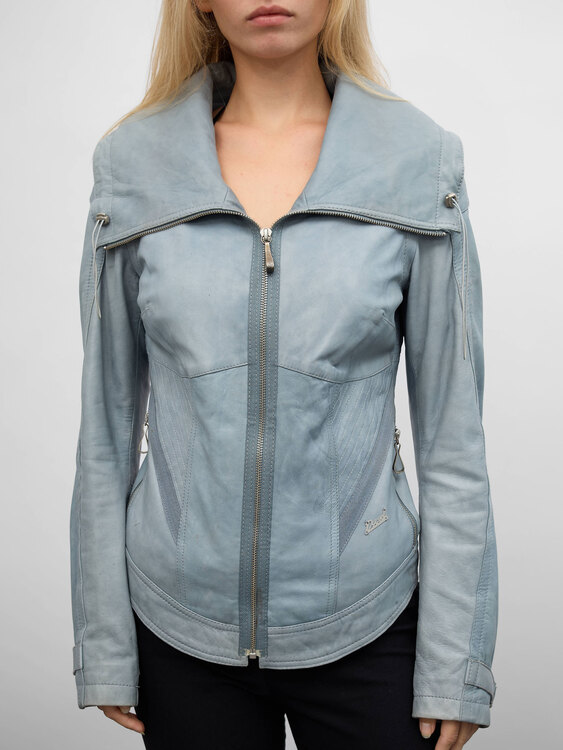 Diesel Turquoise Leather Jacket 