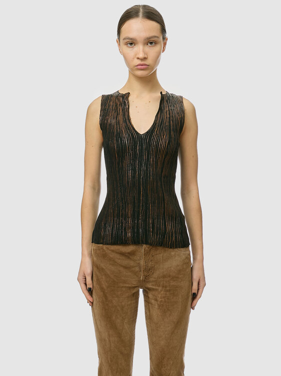 Rib Knit Metallic Vest 