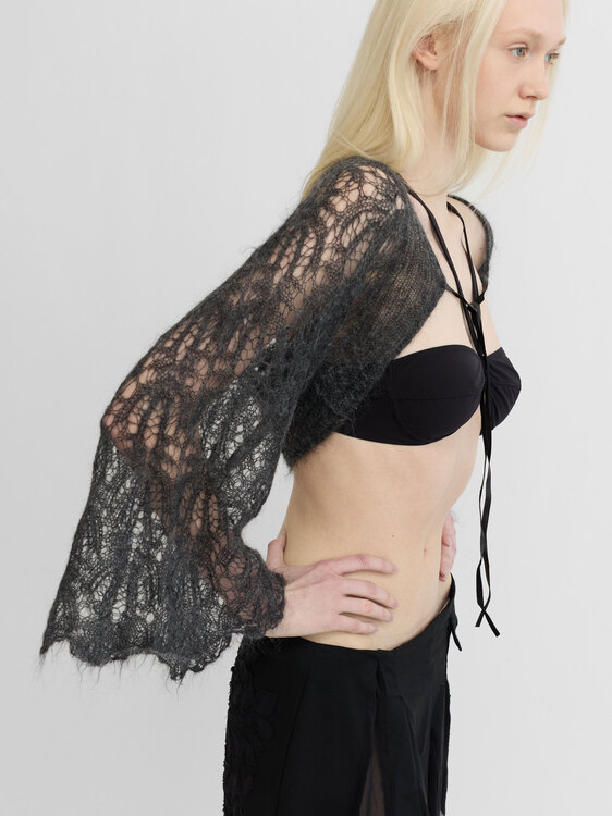 Grey Open Knit Bolero 