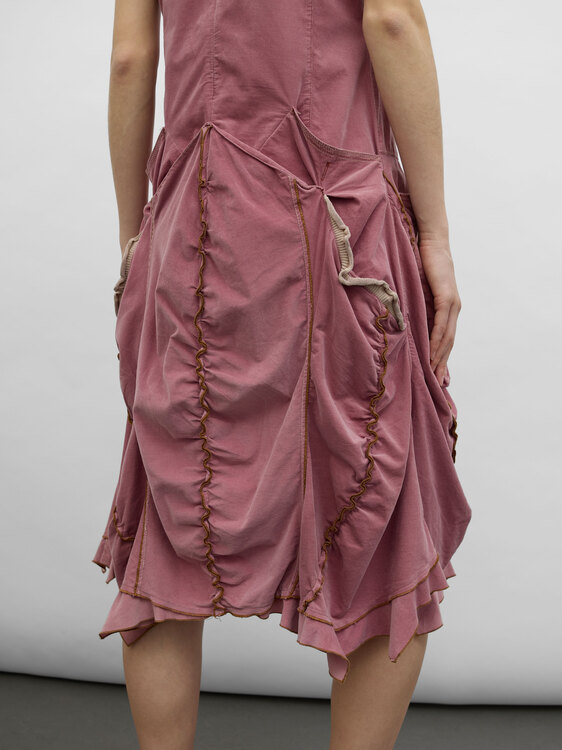 Pink Corduroy Midi Dress 