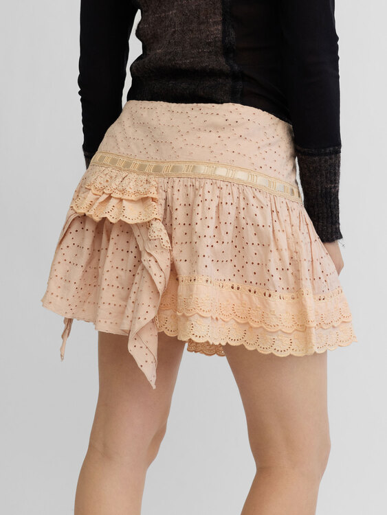 Peach Pink Ruffled Mini Skirt 