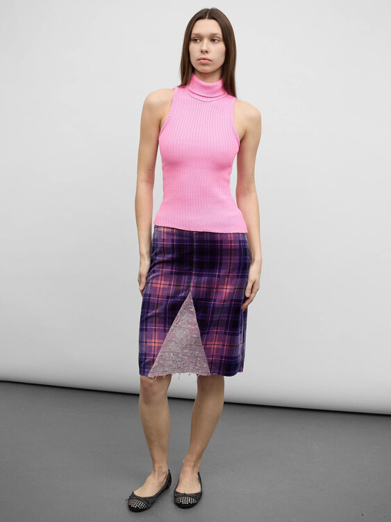 E-Play Chequered Midi Skirt 