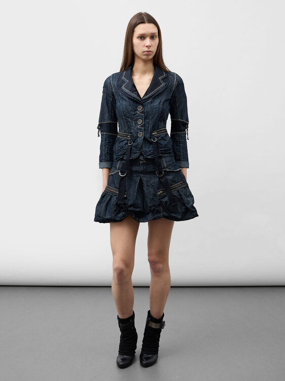 Crinkle Effect Denim Set 