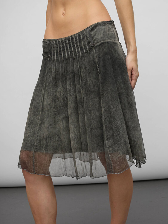 Pleated Chiffon Midi Skirt 
