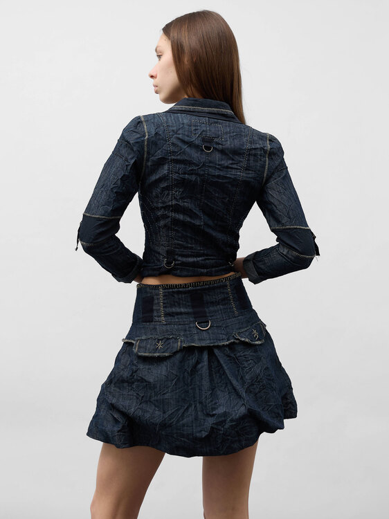 Crinkle Effect Denim Set 