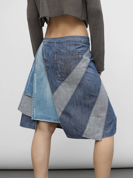 Michiko Koshino Denim Midi Skirt 