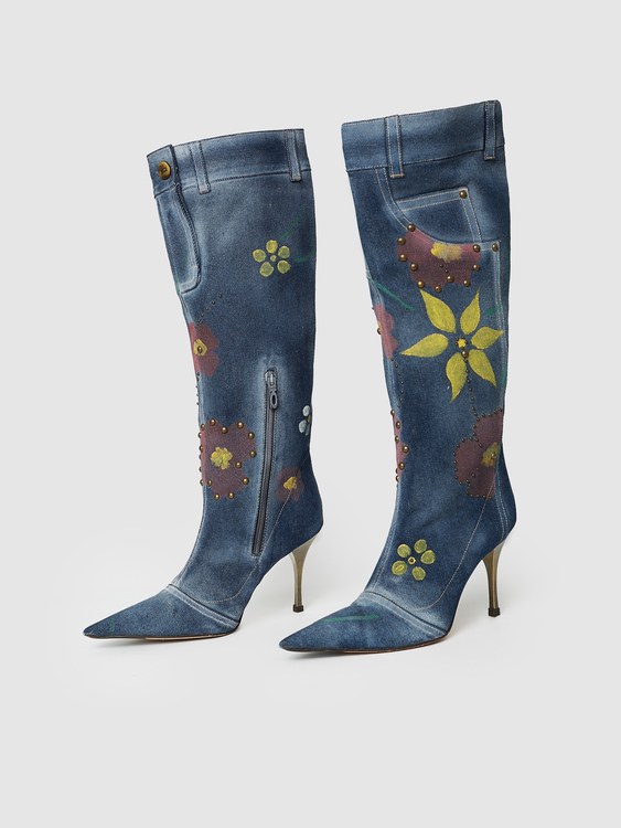 Denim Stiletto Boots 