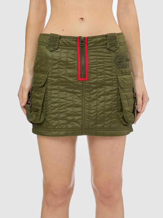 Quilted Nylon Cargo Mini Skirt 