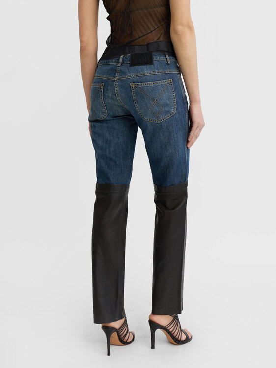 Plein Sud Denim And Leather Trousers 