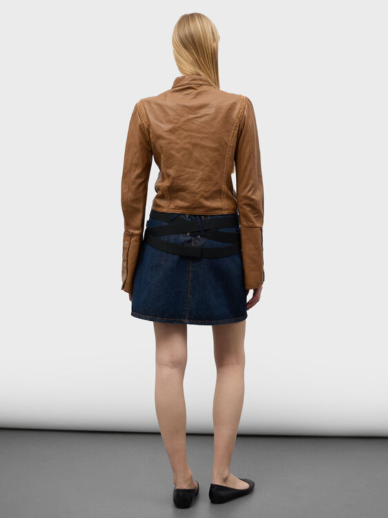 Nolita Gathered Leather Jacket 