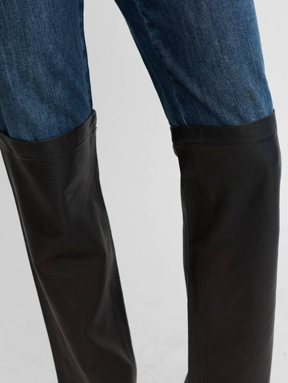 Plein Sud Denim And Leather Trousers 