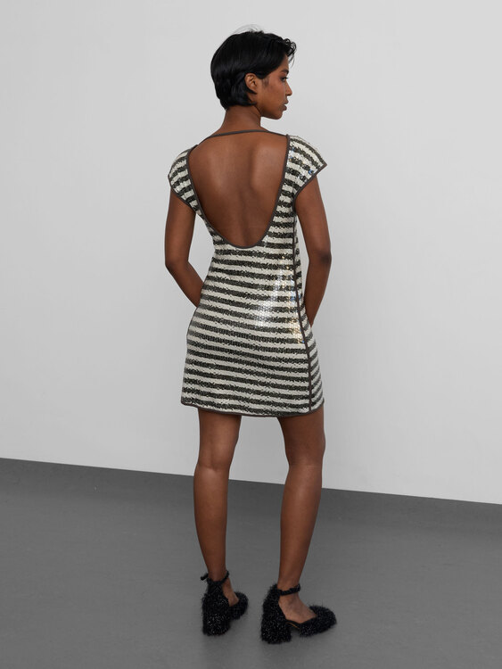 Patrizia Pepe Striped Sequin Mini Dress 