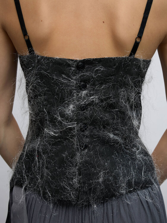 Silver Grey Fuzzy Bustier 
