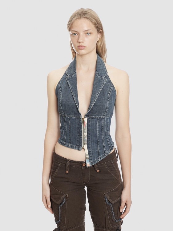 Blue Denim Asymmetrical Bustier 