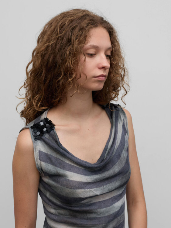 Striped Knit Sleeveless Top 
