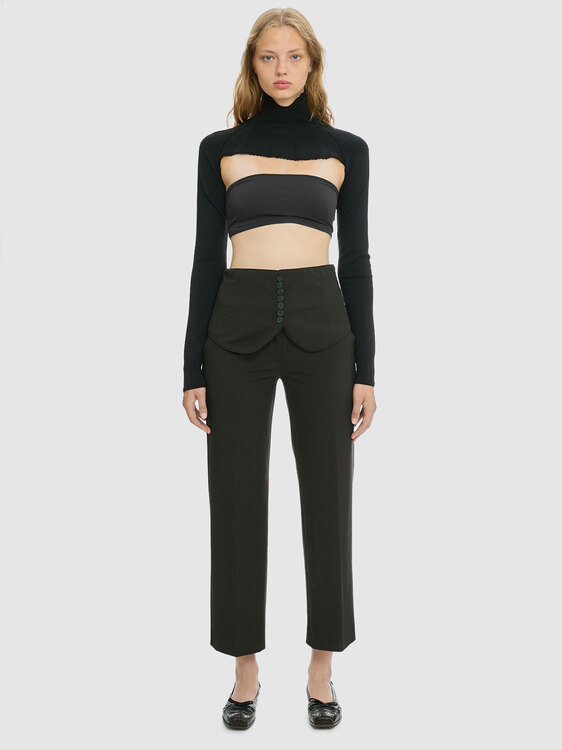 Black Knitted Bolero Top 